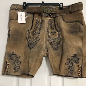 Edelnice Oktoberfest Me lederhosen & belt leather suede new size 48 breeches